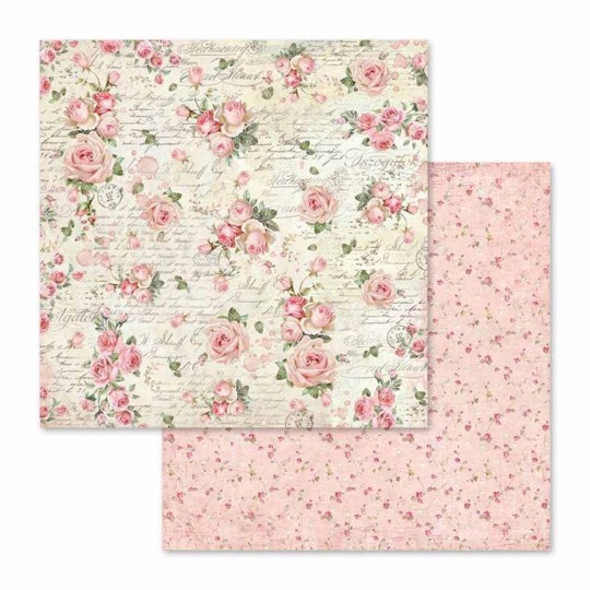 Papier scrapbooking réversible little roses 30x30 Papier scrapbooking réversible little roses 30x30