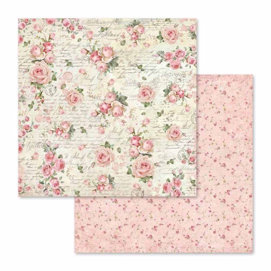 Papier scrapbooking réversible little roses 30x30