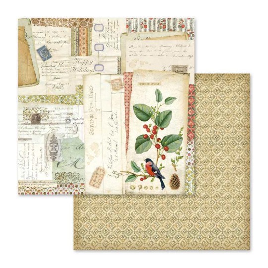 Papier scrapbooking réversible winter botanic oiseaux 30x30 Papier scrapbooking réversible winter botanic oiseaux 30x30