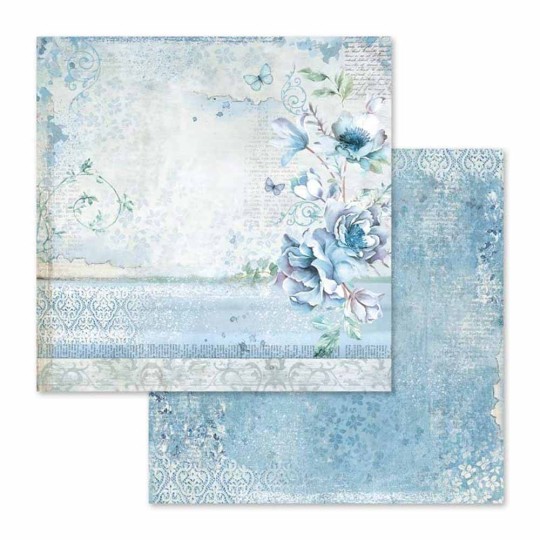 Papier scrapbooking réversible blue land 30x30 Papier scrapbooking réversible blue land 30x30