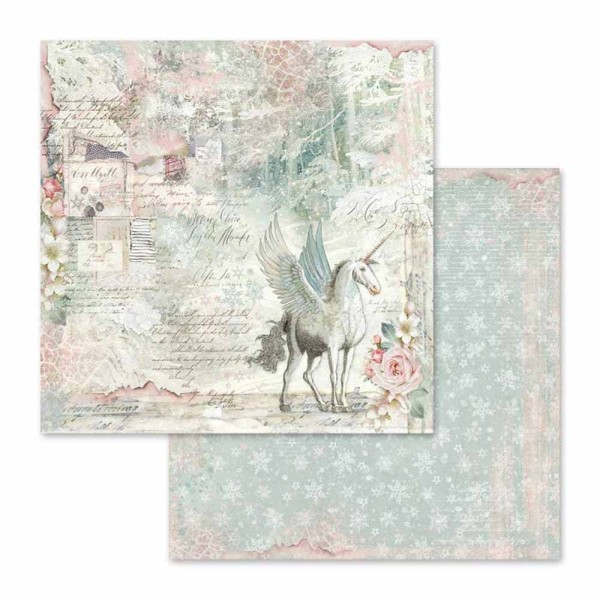 Papier scrapbooking réversible unicorn fantasy 30x30
