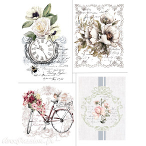 Autocollants Transfert Vintage - Lot De 10 Feuilles Avec Motifs Fleurs, Oiseaux Et Papillons 30x10cm