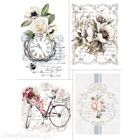 Transfert pelliculable Redesign Prima marketing décor Bike Rides 4 motifs Transfert pelliculable Redesign Prima marketing décor Bike Rides 4 motifs