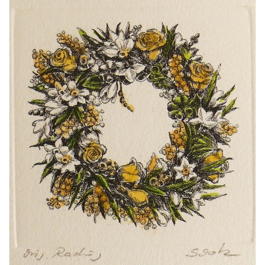 Gravure originale couronne printemps Gravure originale couronne printemps