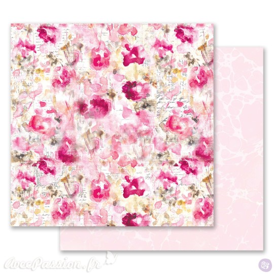 Papier scrapbooking Prima Marketing réversible Misty Rose Scattered Dreams Papier scrapbooking Prima Marketing réversible Misty Rose Scattered Dreams