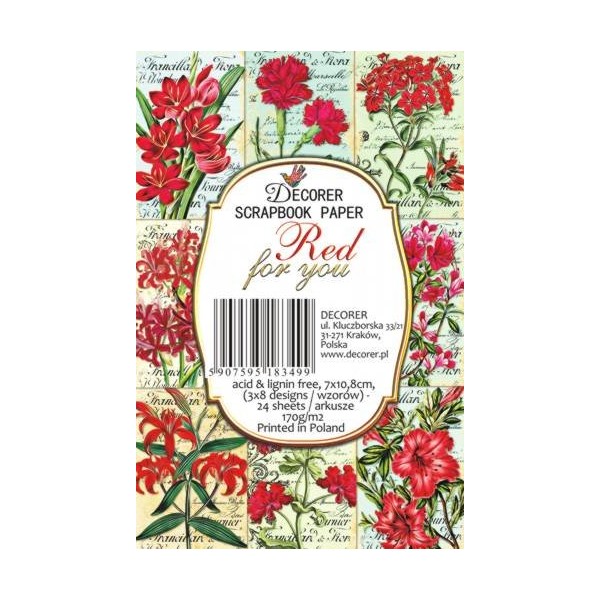 Etiquettes décoratives fleurs red for you 24p