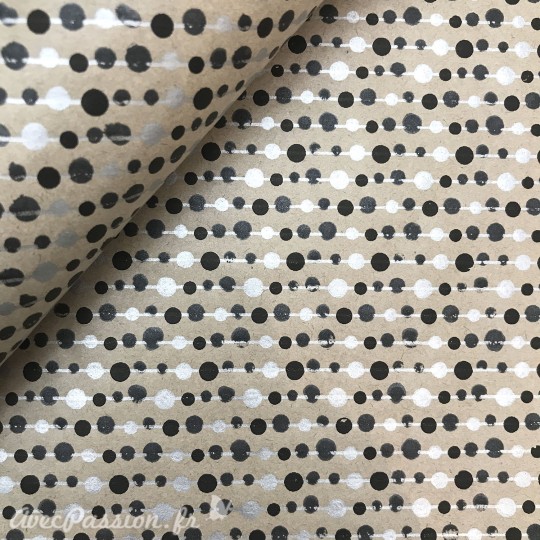 Papier kraft lignes noir argent sur taupe