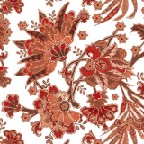 Papier italien motifs feuillage bordeaux et poudre d'or