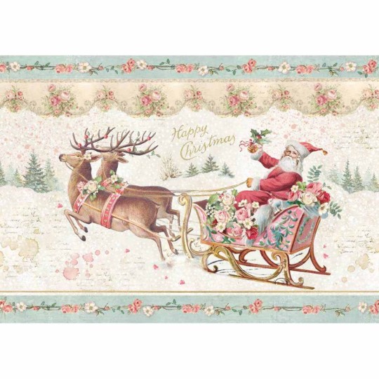 Papier de riz traineau du père noël Stamperia format A4