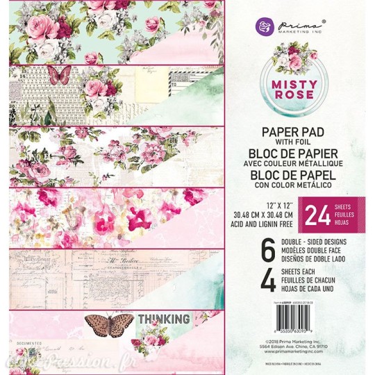 Papier scrapbooking assortiment Misty rose et metallique 24fe 30x30 Papier scrapbooking assortiment Misty rose et metallique 24fe 30x30