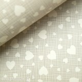 Papier tassotti à motifs coeur blanc fond taupe