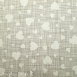 Papier italien motifs coeur blanc fond taupe