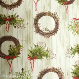Papier tassotti à motifs couronne noël et gui