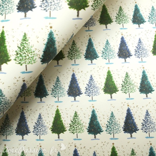 Papier tassotti à motifs sapin noël vert bleu