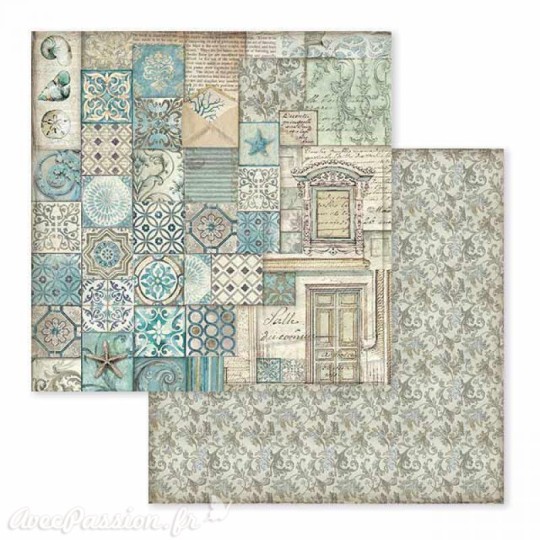 Papier scrapbooking réversible azulejo 30x30