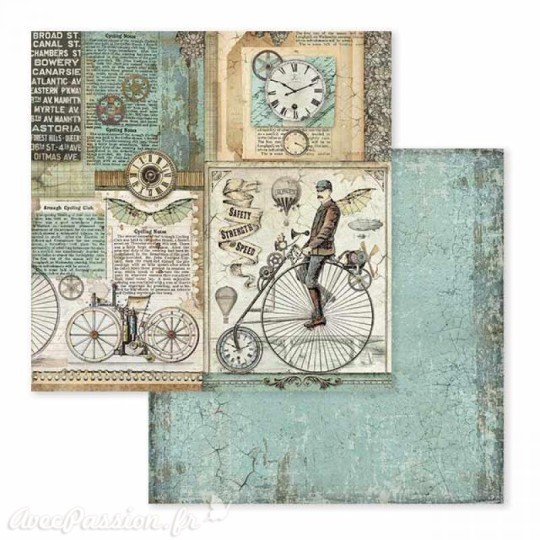 Papier scrapbooking réversible voyages fantastiques 30x30 Papier scrapbooking réversible voyages fantastiques 30x30