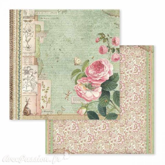 Papier scrapbooking réversible botanic 30x30 Papier scrapbooking réversible botanic 30x30