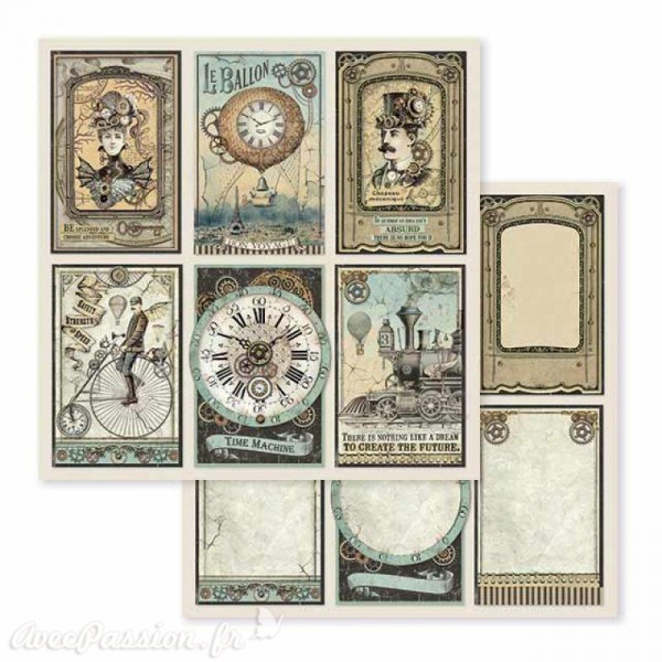 Papier scrapbooking réversible voyages fantastiques 30x30