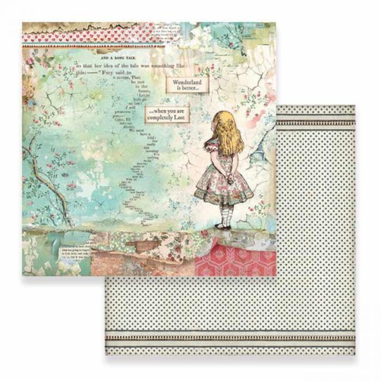 Papier scrapbooking réversible alice 30x30