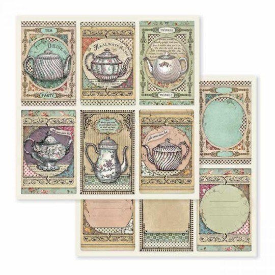 Papier scrapbooking réversible alice l'heure du thé 30x30