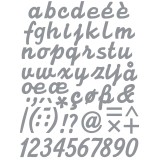 Sticker peel off adhésif argent alphabet minuscules