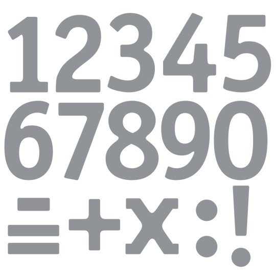 Sticker peel off adhésif argent chiffres et symboles