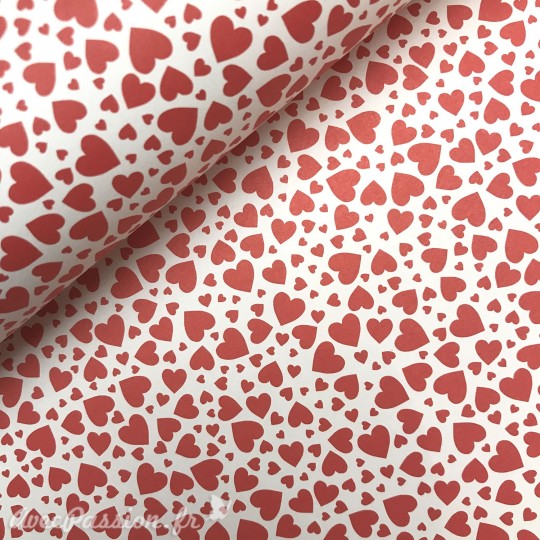 Papier italien motifs coeur rouge fond blanc Papier italien motifs coeur rouge fond blanc