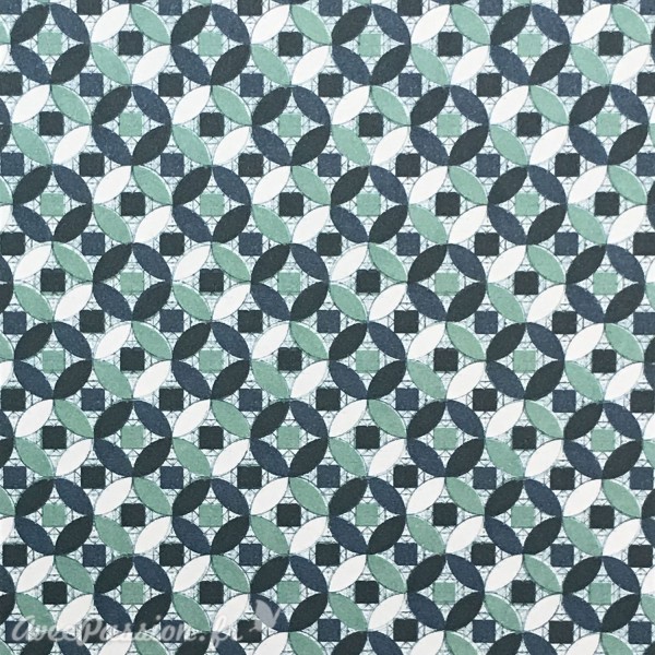 Papier tassotti à motifs mosaïque bleu vert