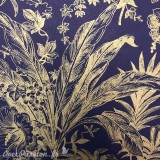 Papier tassotti à motifs damas bleu motifs dorés