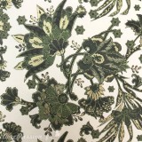 Papier italien motifs feuillage vert et poudre d'or