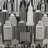 Papier à motifs skyline noir motifs argent