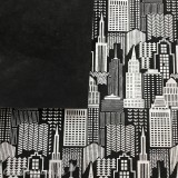 Papier à motifs skyline noir motifs argent