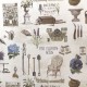 Papier italien motifs outils de jardinage