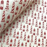 Papier népalais lokta motifs mer phare rouge fond naturel