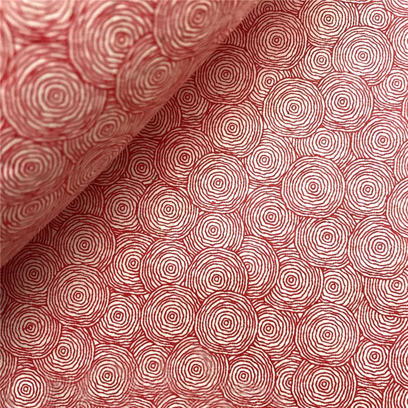 Papier népalais lokta lamaLi rond rouge fond naturel