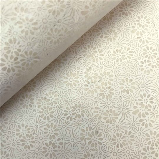 Papier népalais lokta lamaLi prairie naturel imprimé blanc