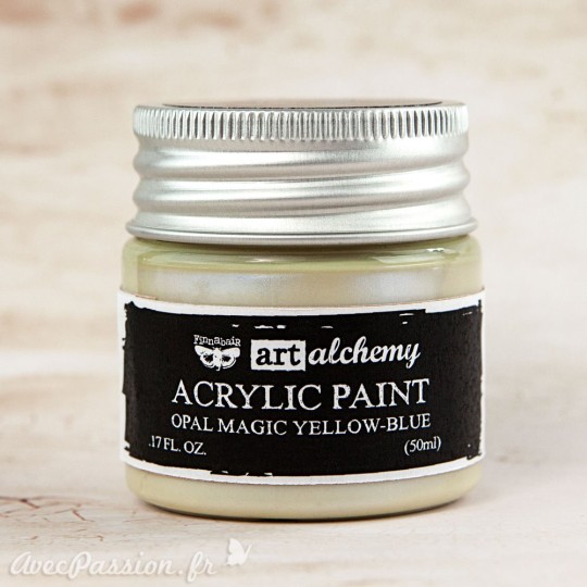 Peinture nacrée jaune reflets bleu art alchemy Opal magic Peinture nacrée jaune reflets bleu art alchemy Opal magic