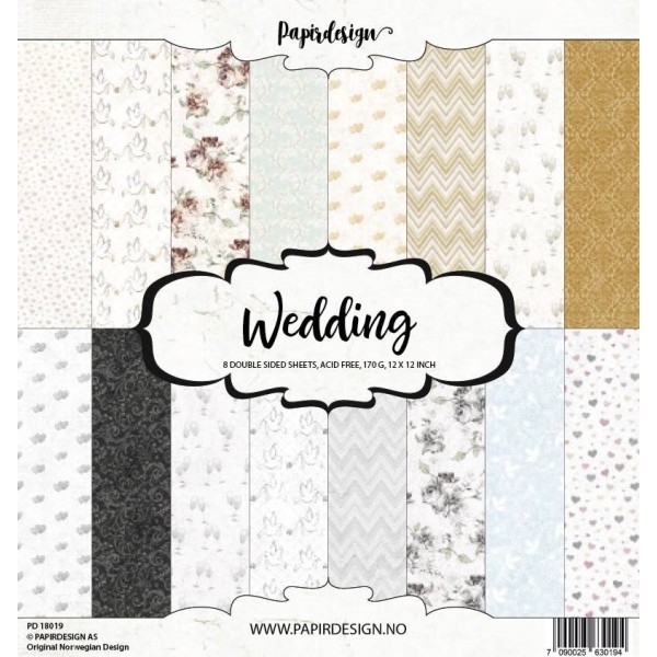 Papier scrapbooking assortiment 8fe recto verso 30x30 Wedding