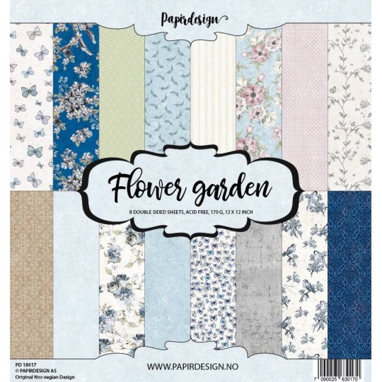 Papier scrapbooking assortiment 8fe recto verso 30x30 Flower Garden