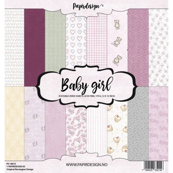 Papier scrapbooking assortiment 8fe recto verso 30x30 Baby Girl