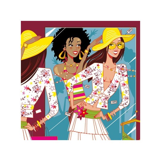 Carte postale femme boutique shopping Carte postale femme boutique shopping