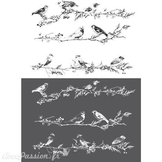 Transfert pelliculable Redesign Prima marketing décor Birds & Berries