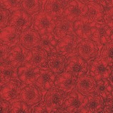 Papier fantaisie anémones rouge fleurs noir