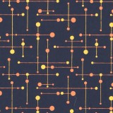 Papier à motifs strategy indigo orange et jaune