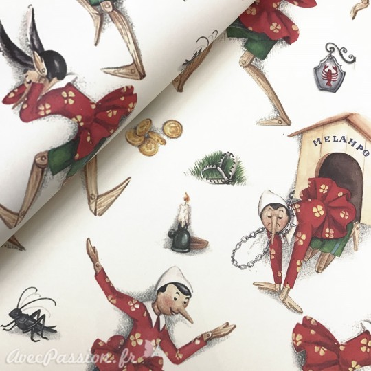 Papier italien motifs pinocchio fond blanc Papier italien motifs pinocchio fond blanc