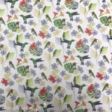 Papier italien motifs colibri fond blanc