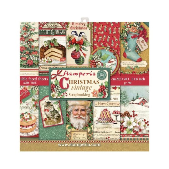 Papier scrapbooking assortiment Stamperia christmas vintage 20f 20x20 recto verso