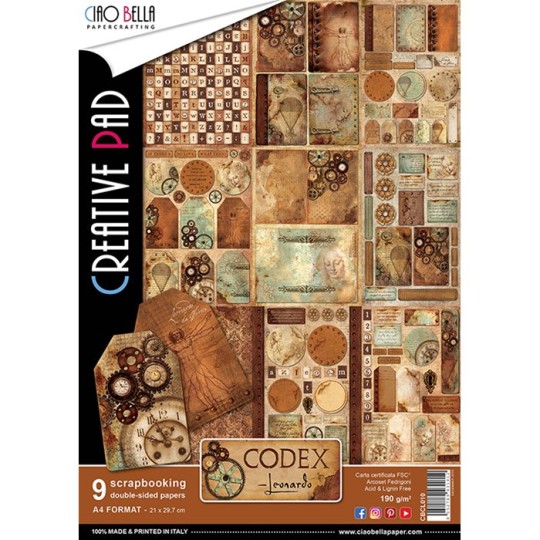 Papier scrapbooking A4 assortiment Ciao Bella codex 10fe Papier scrapbooking A4 assortiment Ciao Bella codex 10fe