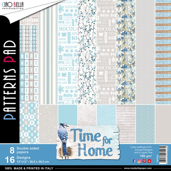 Papier scrapbooking assortiment Ciao Bella time for home 8fe 30x30