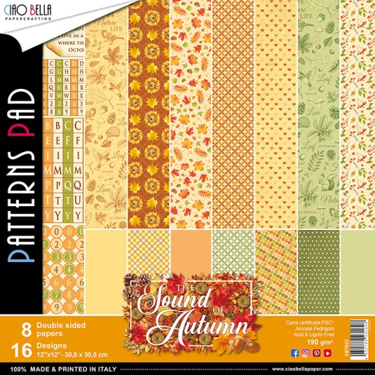 Papier scrapbooking assortiment Ciao Bella the sound of automn 8fe 30x30